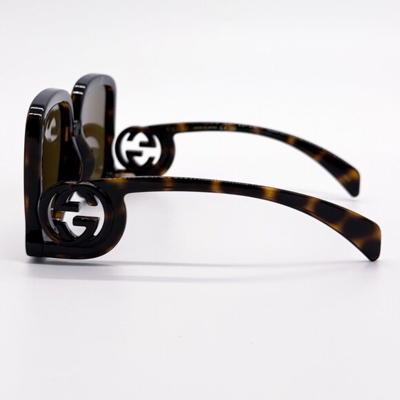 NEW GUCCI GG1326S 007 OVERSIZED DARK HAVANA BROWN MIRROR WOMEN SUNGLASSES - Picture 8 of 13